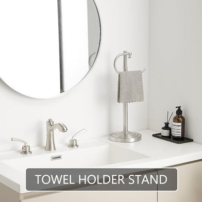 RFOUO Hand Towel Holder Stand, Towel Racks for Bathroom, Brushed Nickel | Stainless Steel, Adjustable 16.5-26 Inch,Heavy base,Space Saving Standing Towel Rack For Bathroom Kitchen Vanity Countertops - color: Brushed Nickel