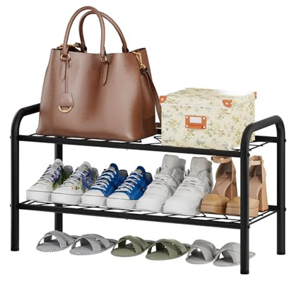 viewcare Shoe Rack for Closet, 2-Tier Small Shoe Rack for Entryway & Garage, Sturdy Metal Construction, Shoe Organizer Holds 4-8 Pairs - size: 2-Tier(M)