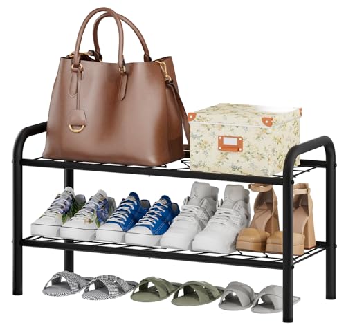 viewcare Shoe Rack for Closet, 2-Tier Small Shoe Rack for Entryway & Garage, Sturdy Metal Construction, Shoe Organizer Holds 4-8 Pairs - size: 2-Tier(M)