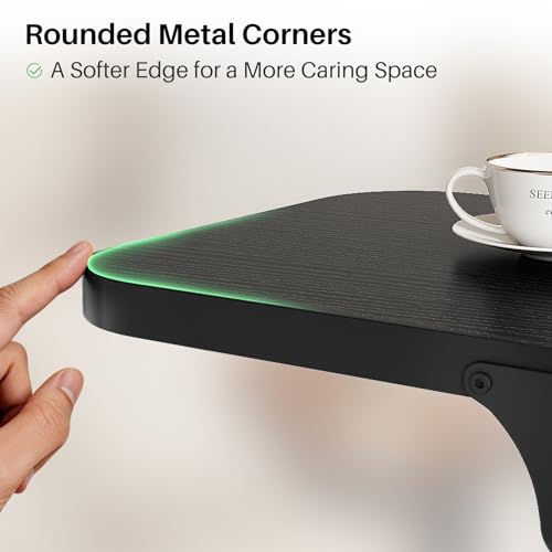 Kitstorack Height Adjustable End Table, Small Side Table for Couch, Sofa Table with Metal Frame for Living Room, Bedroom, Bedside C Shaped Table,Black - color: Black