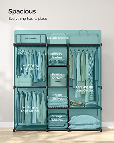 SONGMICS Portable Closet, Freestanding Closet Organizer, Clothes Rack with Shelves, Hanging Rods, Storage Organizer, for Cloakroom, Bedroom, 71.7 x 16.9 x 71.7 Inches, Black URYG037B02 - size: 71.7"L x 16.9"W x 71.7"H