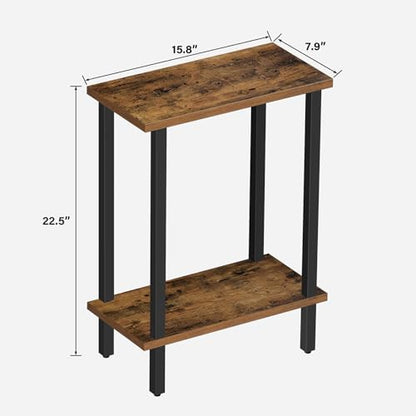 TUTOTAK Small Side Table, Narrow End Table, Skinny Sofa Table, Slim Nightstand, Couch Table, Living Room, Bed Room, Brown TB01BB062 - color: Brown, size: 2-Tier（7.9"D x 15.8"W x 22.5"H）