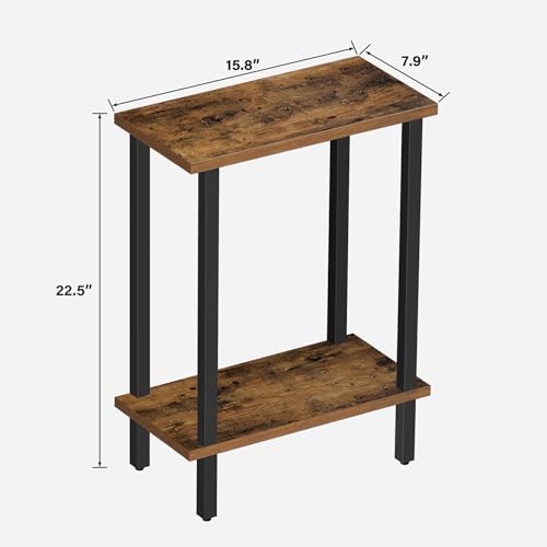 TUTOTAK Small Side Table, Narrow End Table, Skinny Sofa Table, Slim Nightstand, Couch Table, Living Room, Bed Room, Brown TB01BB062 - color: Brown, size: 2-Tier（7.9"D x 15.8"W x 22.5"H）
