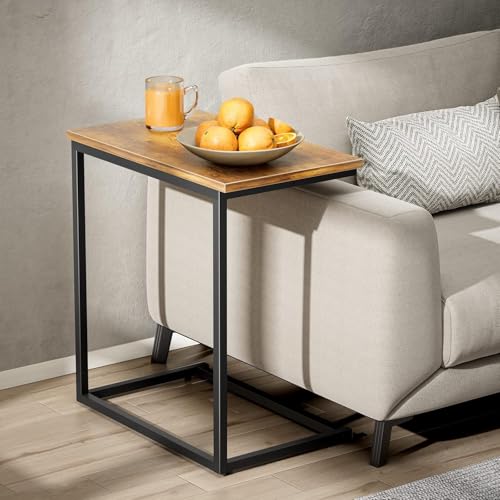 Pipishell C Shaped End Table Set of 2, Side Table for Couch Slide Under, C Table Sofa Side End Table for Living Room 27 inches High,PIET06K2 - color: Rustic Brown-2pack