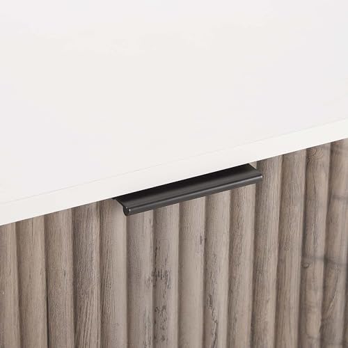20" Sturdy Metal Legs Small Nightstand, Modern Nightstand with Textured Drawers, Storage Cabinet for Indoor Home use, Grey+White - color: Grey+white