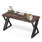 LITTLE TREE 55 Inch Large Simple Industrial Computer Desk Study Writing Table Home Office Workstation,Rustic Brown - color: Brown+black