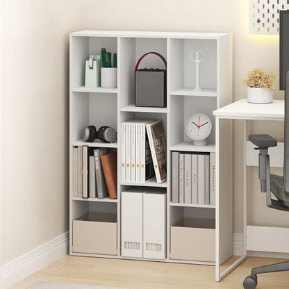 Furinno LUDER Book Shelf, 11-Cube Bookshelf, Reversible Bookcase, 9.4 x 29.1 x 41.7, Easy Assembly, for Living Room, Bedroom, Home Office, White - color: White, size: 11-Cube
