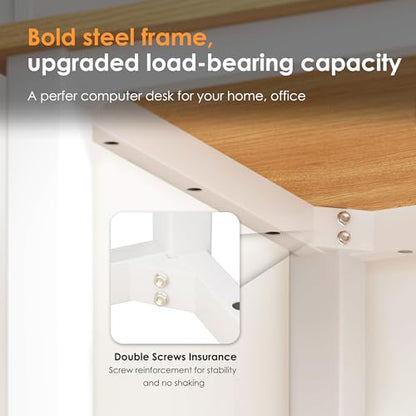 Need Small Computer Desk, 31.5 Inch Sturdy Writing Table, Narrow, Teak | White Metal Frame, Dorms & Bedrooms, Teens Study Table, Home Office, Adjustable Feet, Water-Resistant, Easy Assembly - color: Teak & White, size: 31.5 inches