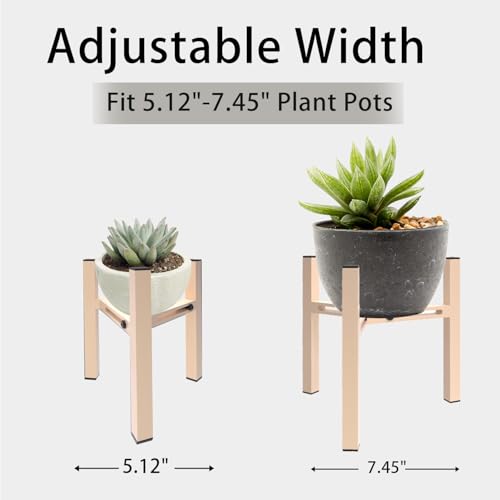 Adjustable Plant Stand Indoor, Metal Stable Plant Holder, Modern Plant Stands Fits 5-6-7-7.5" Pots for Home & Office (Without Pots) - color: Light Khaki