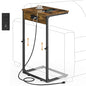 Vagusicc C Shaped End Table with Charging Station, Adjustable Height Side Table for Couch, Small Side Table, 33.2'' Tall Couch Tables that Slide Under, Tv Tray End Table for Living Room, Rustic Brown - color: Rustic Brown (1 Pack), style: With Plug