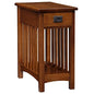 Leick Home Mission End Table, Solid Wood, 1 Storage Drawer, Bottom Display Shelf, Narrow, Slatted Sides, Easy-Assembly, Medium Oak, 22.5 in L x 12 in W x 24 in H, 8202 - color: Medium Oak / Blackened