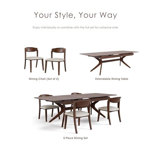 Furniture of America Nazaen IV Mid-Century Modern Solid Wood 20-inch Side Chairs Set of 2 with Curved Backrest, Semi-Handmade, Upholstered Seating for Home Kitchen, Dining Room, Rich Walnut - color: Rich Walnut, size: Style 4