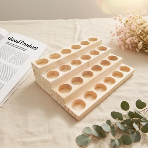 2 Pack Solid Wood Essential Oil Organizer 4 Layer Essential Oils Racks Tabletop Storage Rack Display Stand Holder for 5-20ml Bottles - style: 4 Layers
