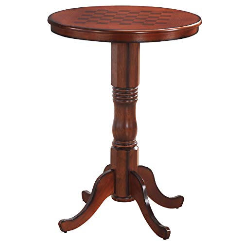 Giantex Round Dining Table, 30" D X 41.5" H, Wooden Pub Pedestal Side Table W/Chessboard, Adjustable Foot Pads, Multi-Purpose Dinner Table for Small Space, Kitchen, Dining Room, Restaurant, Walnut - color: Walnut, size: 30"Dx41.5"H