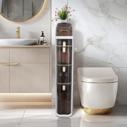 Bathroom Floor Cabinet, Narrow Bathroom Storage Cabinet, Mobile and No Installation Required, Perfect for Small Space Laundry Rooms, Toilet Areas and Living Room Gaps - size: 4-Tiers