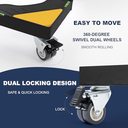 W B D WEIBIDA Mobile Roller with 4 Locking Wheels, Adjustable Furniture Dolly Mini Fridge Stand Appliance Dollys Cart Washer Pedestal for Portable Washing Machine, Dryer, Refrigerator - color: Black - 4 Wheels