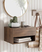 Floating Nightstand, Small Modern Floating Nightstand with Drawer, Floating Shelves for Bedroom, Bathroom (Brown Walnut) - color: Brown Walnut