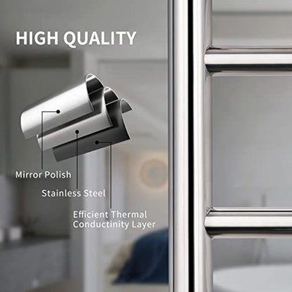 Freestanding Towel Warmer 6 Bars Plug-in Option 3 Working Modes Mirror Polished Stainless Steel 24”W 34”H - color: Mirror Polish