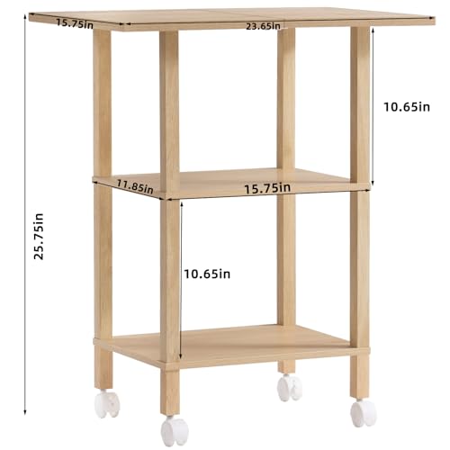 YUFAM 3 Tier Home Printer Stand with Storage, Natural | Wooden Mobile Printer Table Shelf, Rolling Printer Cart Shelf with Lockable Wheels fit Fax Machine, Scanner - color: Wood, size: 15.75"D×23.65"W×25.7"H