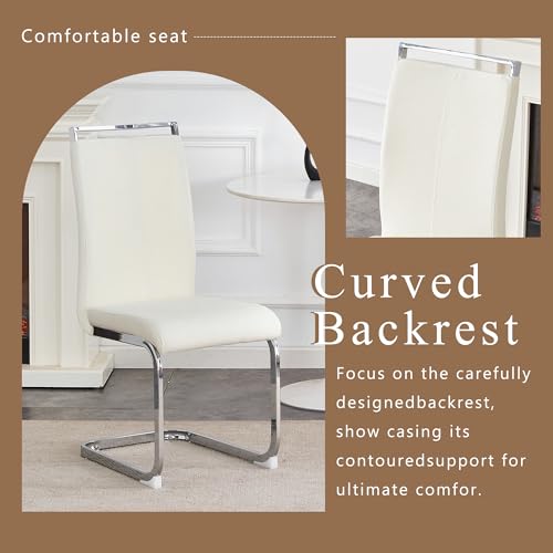 Baysitone Modern Dining Chairs Set of 2, Side Dining Room Chairs, High Back Kitchen Chairs with Suede Fabric Padded Seat for Dining Room,Kitchen, Living Room Cream White - color: Cream White, size: Set of 2