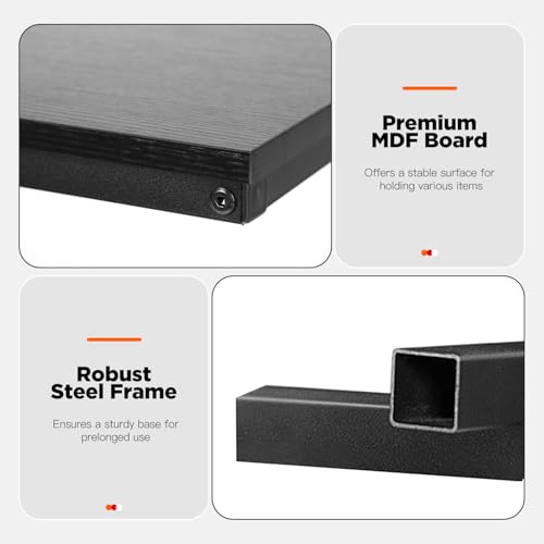 FDW C-Shaped End Table Wooden Top Side Table Adjustable Feet Small Cough Table Bedside End Table with Metal Frame for Bedroom Living Room,Set of 2,Black - color: Black