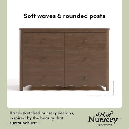 Storkcraft Casablanca 6 Drawer Dresser, Hazelnut | GREENGUARD Gold Certified, Brown Dresser for Bedroom, Kids & Nursery Storage Chest, Safety Interlocking Drawers, Kids Bedroom - color: Hazelnut, style: 6 Drawer Dresser