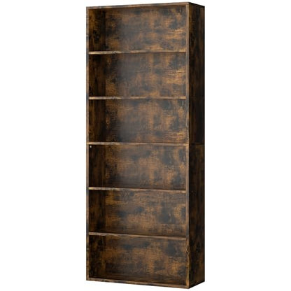 Shintenchi Bookshelf,6-Tier Open Bookcase and Bookshelves,6 Shelf Display Storage Shelves Floor Standing 70.6 inches Tall Bookcase for Home Office, Living Room (Brown) - color: Brown