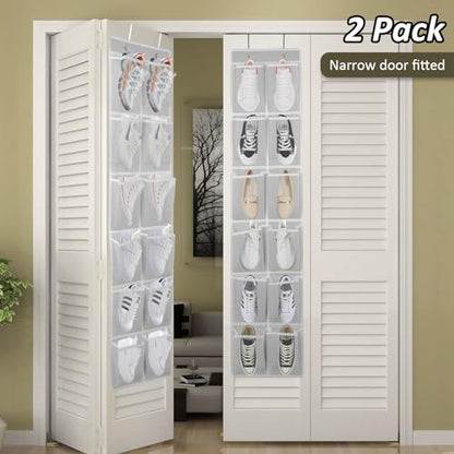 GOMAJI 2PK Over the Door 12 Pocket Hanging Shoe Organizer - color: Gray