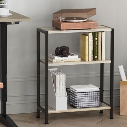 3-Tier Side Table, Small EndTable, Sofa SideTable for Narrow Spaces, Slim EndTable, NightstandTable, Skinny Bedside Table, for Living Room, Bedroom, Office, Greige - color: Greige