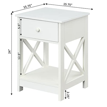 Convenience Concepts Oxford 1-Drawer End Table with Shelf, White