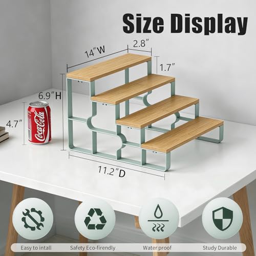 Countertop Perfume Organizer, Cologne Stand for Perfume Bottles, 4-Tier | Practical Water-resistant Bamboo Bathroom Makeup Essentials, Space Saving, Wipe Clean, Simple Assembly,Mengbu(W=14.2”) - size: 4 Tier