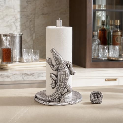 Arthur Court Alligator Paper Towel Holder Aluminum Metal 12.5 inch Stylish Kitchen Decor - size: 12.5 x 7 inches