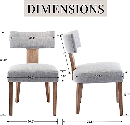 RIVOVA Mid Century Modern Dining Chairs Set of 4, Farmhouse Linen Fabric Upholstered Dining Room Chairs Kitchen Chairs with Curved Backrest Wood Legs, Grey - color: Light Gray Curved