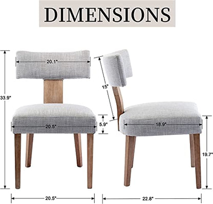 RIVOVA Mid Century Modern Dining Chairs Set of 4, Farmhouse Linen Fabric Upholstered Dining Room Chairs Kitchen Chairs with Curved Backrest Wood Legs, Grey - color: Light Gray Curved