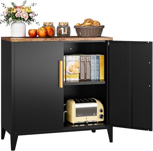 SISESOL Black Storage Cabinet with Doors and Shelves,30 inch Pantry Cabinet Sideboard with Leg,Small Accent Cabinets with Storage,Side Floor Cabinets for Home,Kitchen,Coffee Bar,Dining/Living Room - color: Black, size: 30"H