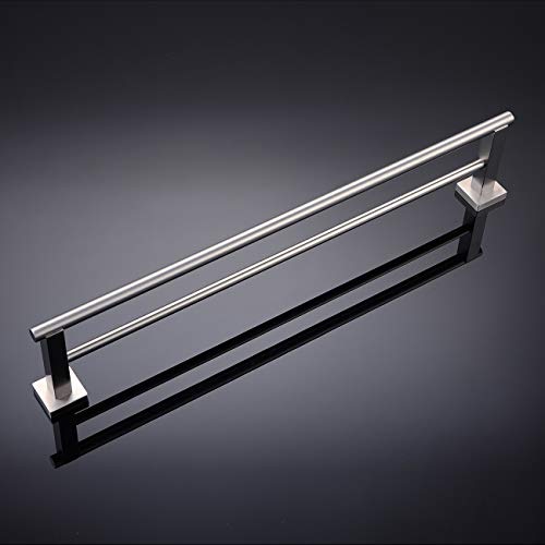 Miyili 30-Inch Bathroom Double Towel Bar Brushed Stainless Steel Bath Towel Rack Holder Wall Mount, A02N75B - color: Brushed Steel, size: 30-Inch