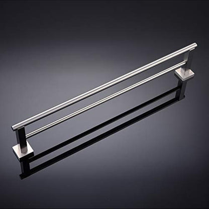 Miyili 30-Inch Bathroom Double Towel Bar Brushed Stainless Steel Bath Towel Rack Holder Wall Mount, A02N75B - color: Brushed Steel, size: 30-Inch