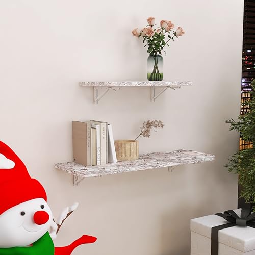 Wall Mounted Folding Table 40"x 16" with Removable Heavy-Duty Brackets Support Up to 200 Pounds Folding Desk for Small Space Home Laundry Room Office Rv Suitable for Solid Wall (Life Summer Flowers) - color: Life Summer Flowers