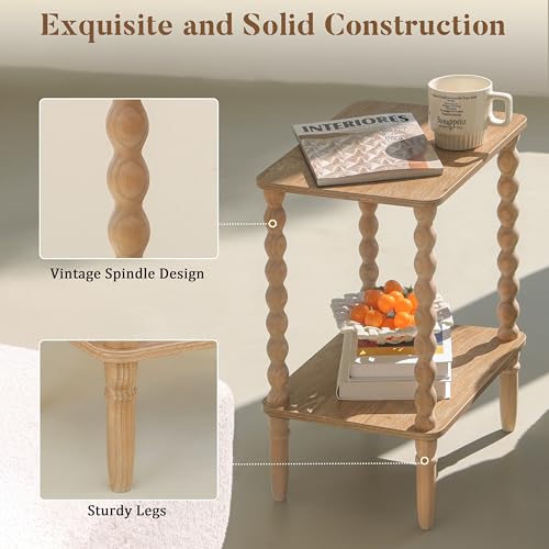 Fultyle Small End Table, Couch Side Table with 2-Tier Storage Shelf, Wood Coffee Table for Bedroom, Living Room, Small Spaces (Rustic Walnut) - color: Rustic Walnut