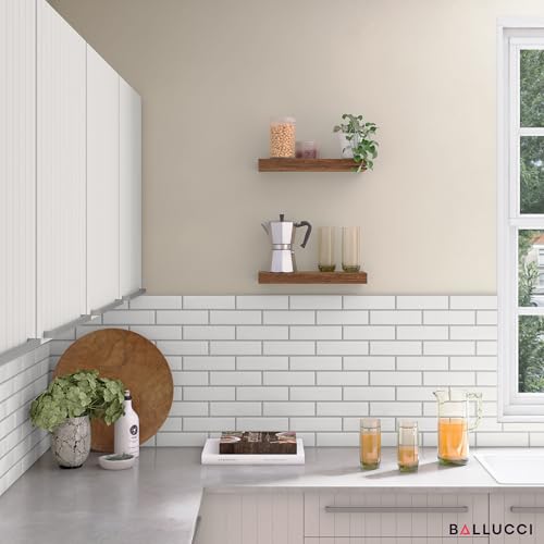 Ballucci Floating Shelves, 16" Wood Wall Shelf Set of 2, with Invisible Brackets for Bathroom, Living Room, Bedroom, Kitchen, Nursery, 6" Deep, Rustic Brown - color: Rustic Brown, size: 15.8 in (1.5)