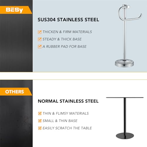 Stand Hand Towel Holder, Countertop Towel Bar, Polished Chrome | 17 Inch Bathroom Towel Hanger, Freestanding Vanity Counter Top Towel Holder, Towel Ring Hardware Accessories, Stainless Steel - color: Polished Chrome