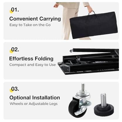 Portable Foldable Manicure Table with Dust Collector, Rolling Nail Tech Desk with LED Lamp, Wrist Rest, Lockable Wheels & Carrying Case for Home Salon, Travel & Mobile Nail Techs (Black White Wave) - color: Black White Wave