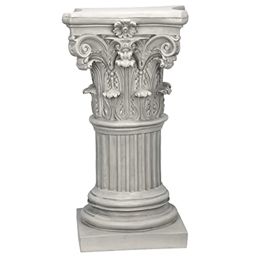 Design Toscano Corinthian Pedestal Column Plant Stand, Medium 29 Inch Tall, Cast Stone Resin, Antique Stone Finish - size: Medium, style: Corinthian