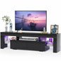 JUMMICO TV Stand, Modern Lighting TV Cabinet Entertainment Center Media and Open Shelf, TV Console Table with 1 Drawer and Remote Control, 20 Color LED Lights up to 70 Inch TV (Black) - color: Black, size: 60 Inches