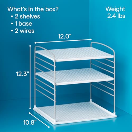 YouCopia UpSpace Cabinet Box Organizer, Adjustable Kitchen and Pantry Shelf for Plastic Wrap and Foil Storage, Extra Large, White - size: Large Classic