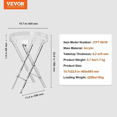 VEVOR Acrylic Folding Tray Table, Acrylic End Table with Folding X Leg, Clear Acrylic Side Table for Coffee, Drink, Food, Snack for Living Room & Bedroom - style: Folding X Leg