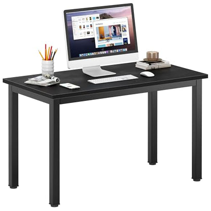 DlandHome 39 inches Small Computer Desk for Home Office, Black | Gaming Study Writing Desk, Modern Simple Computer Table, Sturdy Metal Frame, Adjustable Feet, Compact Modern Design - color: Black Walnut + Black, size: 39 inch