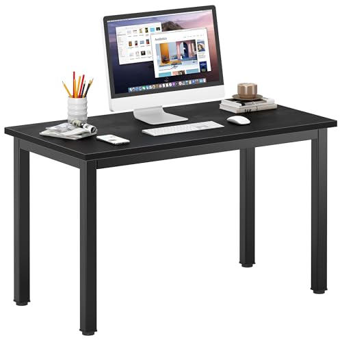 DlandHome 39 inches Small Computer Desk for Home Office, Black | Gaming Study Writing Desk, Modern Simple Computer Table, Sturdy Metal Frame, Adjustable Feet, Compact Modern Design - color: Black Walnut + Black, size: 39 inch