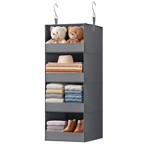 GRANNY SAYS 4-Shelf Hanging Organizer, Closet Hanging Shelves, Closet Hanging Storage Organizers, Organization for Bedroom, Living Room, Baby Nursery, Camper Accessories, Gray, 1-Pack - color: 4-shelf Ash Gray, size: 1-Pack