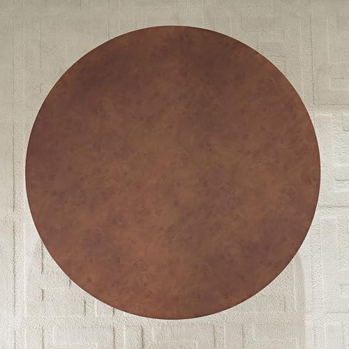 31.49'' Round Coffee Table Modern Wood Coffee Table for Living Room, Contemporary Circle Drum Pedestal Style, Faux Burl Wood Veneer Pattern, Easy Assembly, Walnut - color: Ø31.49''-faux Burl Wood